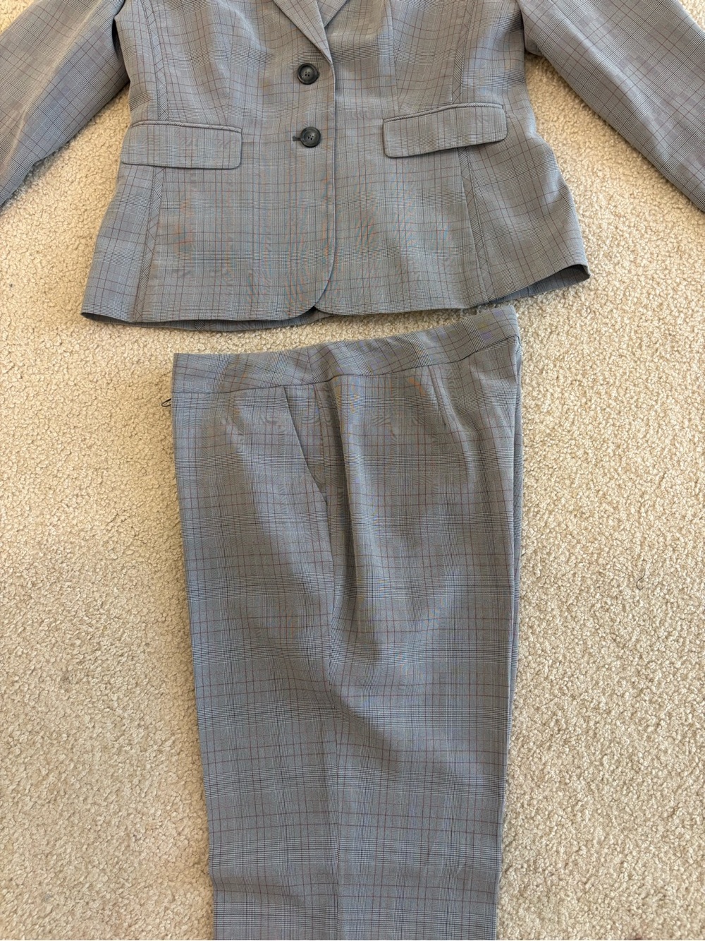 Nine West Gray Plaid Tailored Pantsuit - Picture 3 of 7